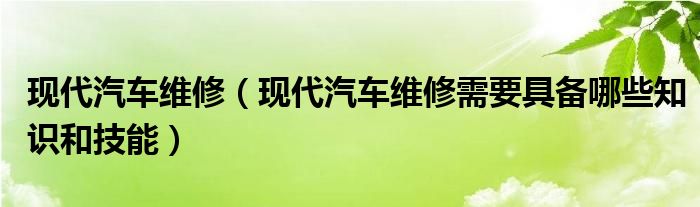 蘇州現(xiàn)代汽車維修需要具備哪些知識和技能？(組圖)