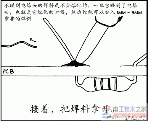 不碰到電烙頭的焊料是不會熔化的