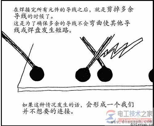 在焊接完所有元件的導線之后就是剪掉多余導線的時候了